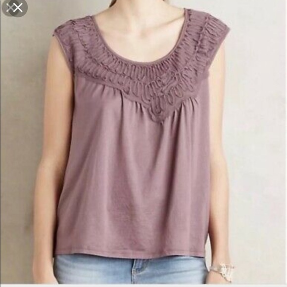 Anthropologie Tops - EUC Anthro Meadow Rue mauve ruffled tank top